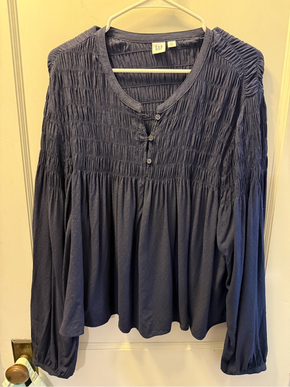 GAP Navy Smocked Peasant Tunic Top